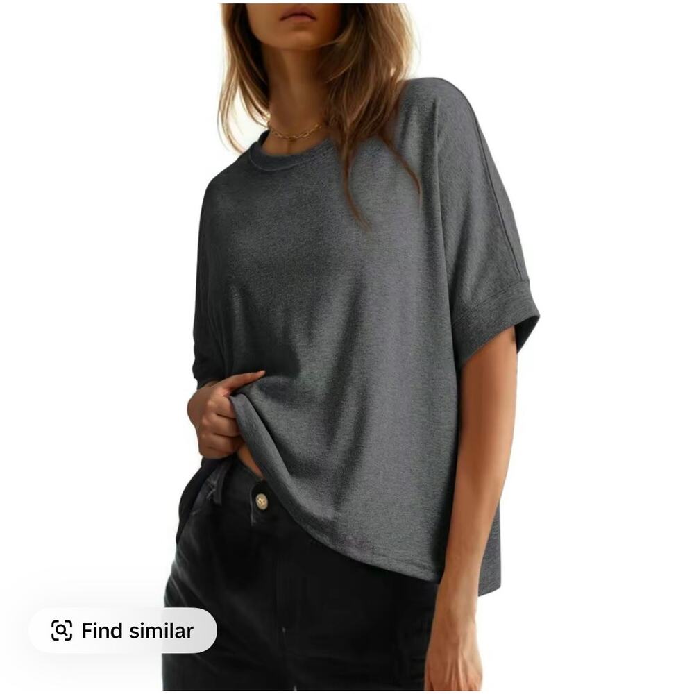 Draped Oversized Basic Cropped Tee